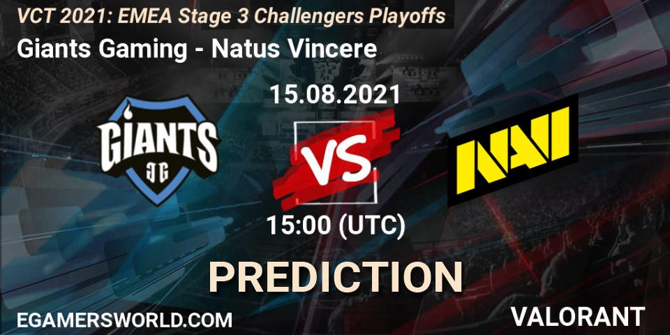 Prognose für das Spiel Giants Gaming VS Natus Vincere. 15.08.21. VALORANT - VCT 2021: EMEA Stage 3 Challengers Playoffs