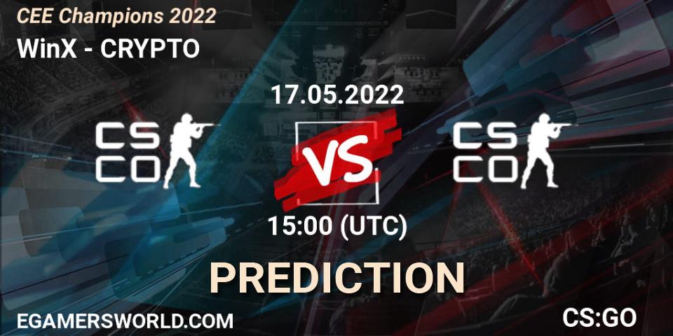 Prognose für das Spiel WinX VS CRYPTO. 17.05.2022 at 15:00. Counter-Strike (CS2) - CEE Champions 2022