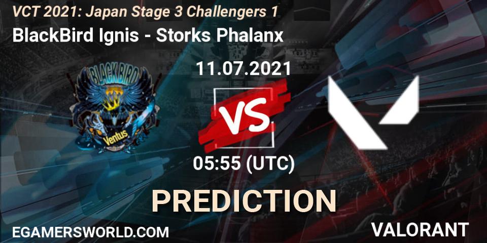 Prognose für das Spiel BlackBird Ignis VS Storks Phalanx. 11.07.2021 at 05:55. VALORANT - VCT 2021: Japan Stage 3 Challengers 1