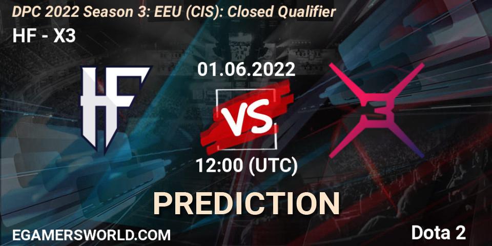 Prognose für das Spiel HF VS X3. 01.06.22. Dota 2 - DPC 2022 Season 3: EEU (CIS): Closed Qualifier