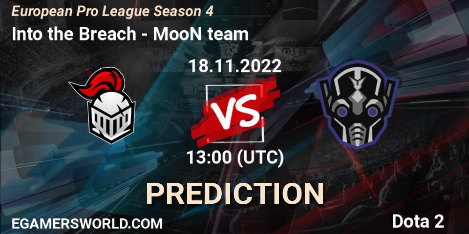 Prognose für das Spiel Into the Breach VS MooN team. 18.11.22. Dota 2 - European Pro League Season 4
