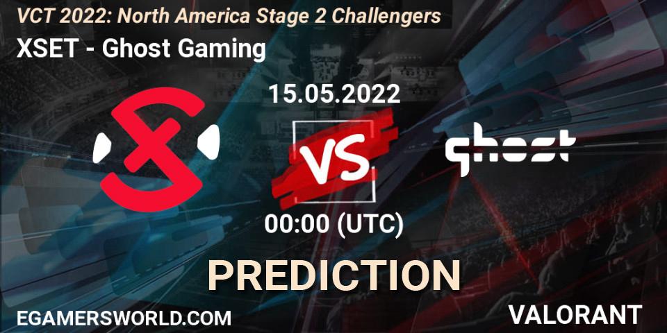 Prognose für das Spiel XSET VS Ghost Gaming. 14.05.2022 at 22:35. VALORANT - VCT 2022: North America Stage 2 Challengers