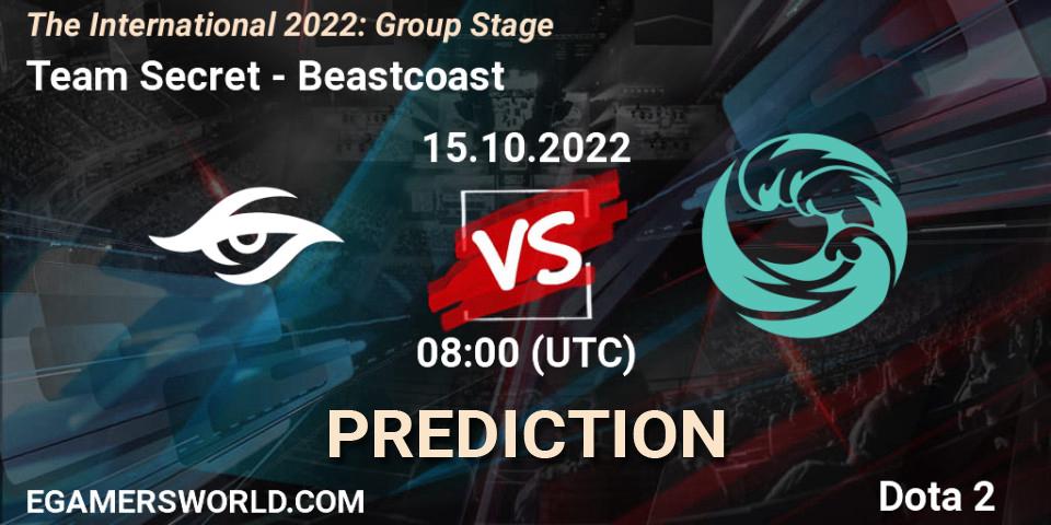 Prognose für das Spiel Team Secret VS Beastcoast. 15.10.2022 at 09:22. Dota 2 - The International 2022: Group Stage
