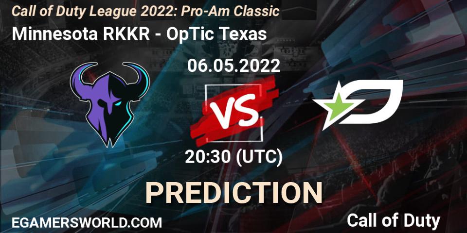 Prognose für das Spiel Minnesota RØKKR VS OpTic Texas. 06.05.22. Call of Duty - Call of Duty League 2022: Pro-Am Classic