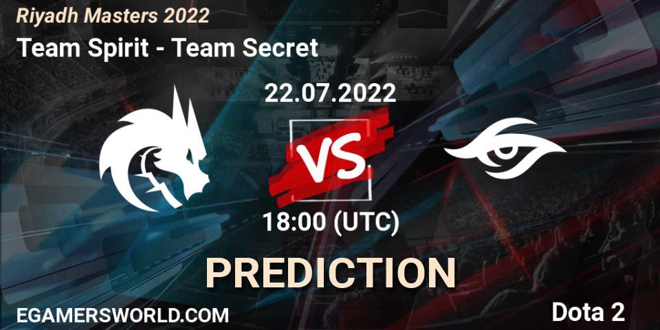 Prognose für das Spiel Team Spirit VS Team Secret. 22.07.22. Dota 2 - Riyadh Masters 2022