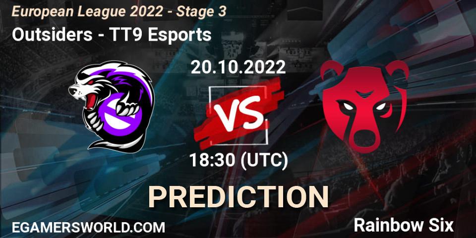 Prognose für das Spiel Outsiders VS TT9 Esports. 20.10.22. Rainbow Six - European League 2022 - Stage 3