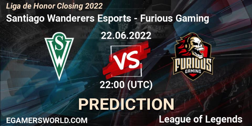 Prognose für das Spiel Santiago Wanderers Esports VS Furious Gaming. 22.06.2022 at 22:00. LoL - Liga de Honor Closing 2022