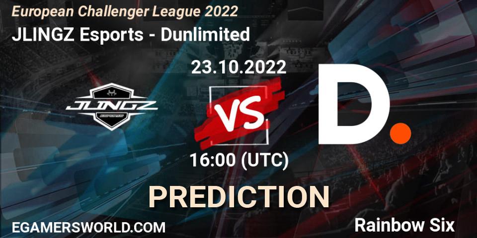 Prognose für das Spiel JLINGZ Esports VS Dunlimited. 23.10.2022 at 16:00. Rainbow Six - European Challenger League 2022