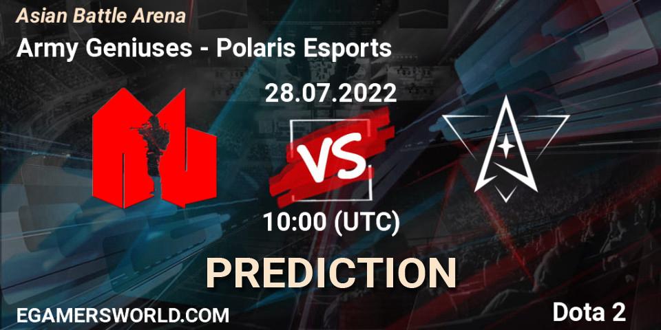 Prognose für das Spiel Army Geniuses VS Polaris Esports. 28.07.22. Dota 2 - Asian Battle Arena