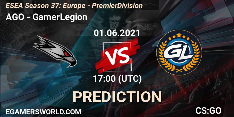 Prognose für das Spiel AGO VS GamerLegion. 01.06.21. CS2 (CS:GO) - ESEA Season 37: Europe - Premier Division
