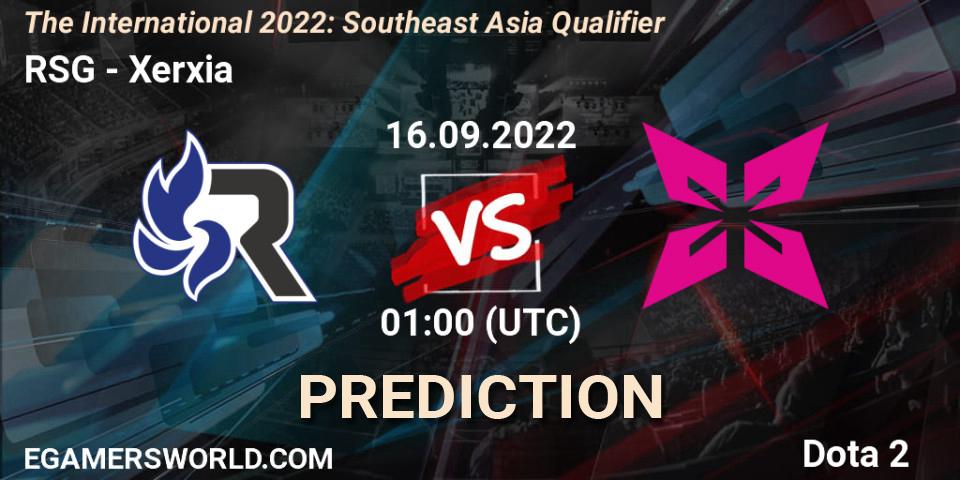 Prognose für das Spiel RSG VS Xerxia. 16.09.2022 at 01:00. Dota 2 - The International 2022: Southeast Asia Qualifier