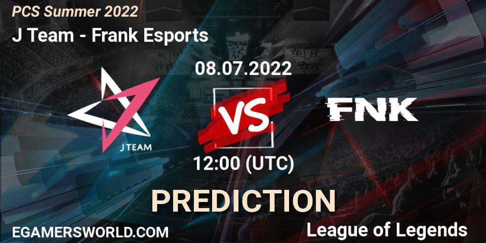 Prognose für das Spiel J Team VS Frank Esports. 08.07.22. LoL - PCS Summer 2022