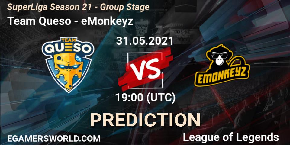 Prognose für das Spiel Team Queso VS eMonkeyz. 31.05.2021 at 19:00. LoL - SuperLiga Season 21 - Group Stage 