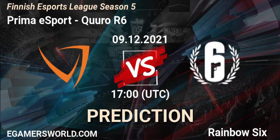 Prognose für das Spiel Prima eSport VS Quuro R6. 09.12.2021 at 17:00. Rainbow Six - Finnish Esports League Season 5