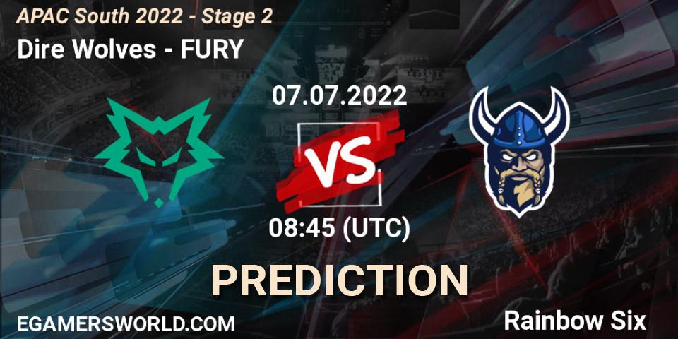 Prognose für das Spiel Dire Wolves VS FURY. 07.07.22. Rainbow Six - APAC South 2022 - Stage 2