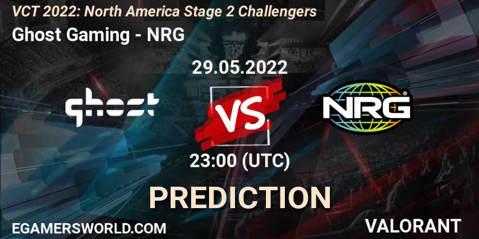 Prognose für das Spiel Ghost Gaming VS NRG. 29.05.2022 at 22:15. VALORANT - VCT 2022: North America Stage 2 Challengers