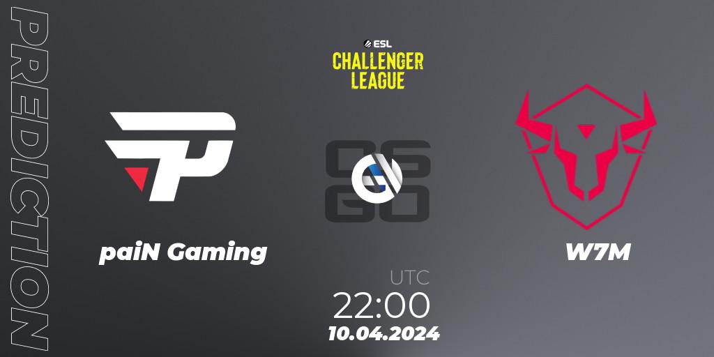 Prognose für das Spiel paiN Gaming VS W7M. 06.05.2024 at 18:00. Counter-Strike (CS2) - ESL Challenger League Season 47: South America