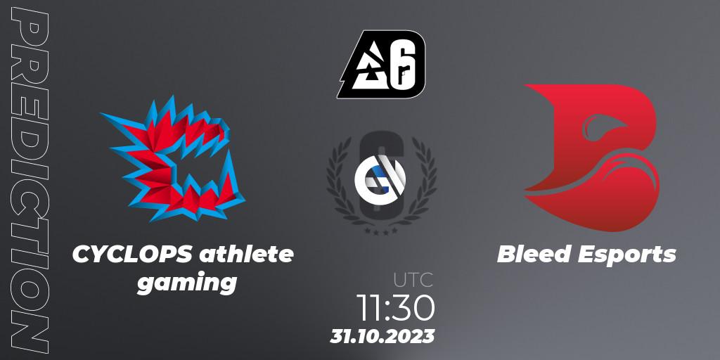 Prognose für das Spiel CYCLOPS athlete gaming VS Bleed Esports. 31.10.23. Rainbow Six - BLAST Major USA 2023