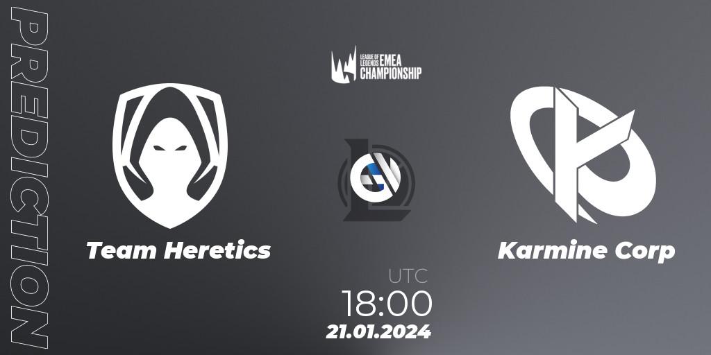 Prognose für das Spiel Team Heretics VS Karmine Corp. 22.01.2024 at 20:00. LoL - LEC Winter 2024 - Regular Season