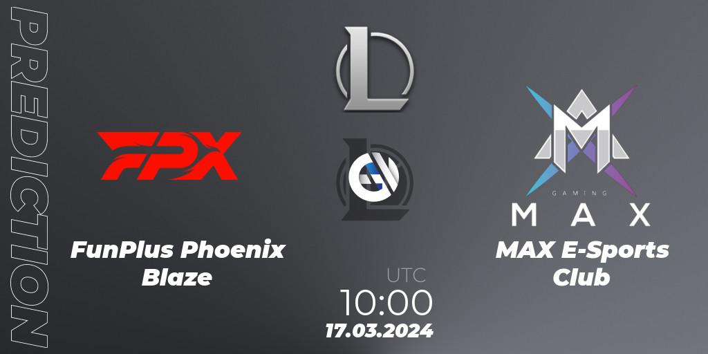 Prognose für das Spiel FunPlus Phoenix Blaze VS MAX E-Sports Club. 17.03.24. LoL - LDL 2024 - Stage 1