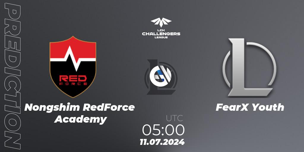 Prognose für das Spiel Nongshim RedForce Academy VS FearX Youth. 11.07.2024 at 05:00. LoL - LCK Challengers League 2024 Summer - Group Stage