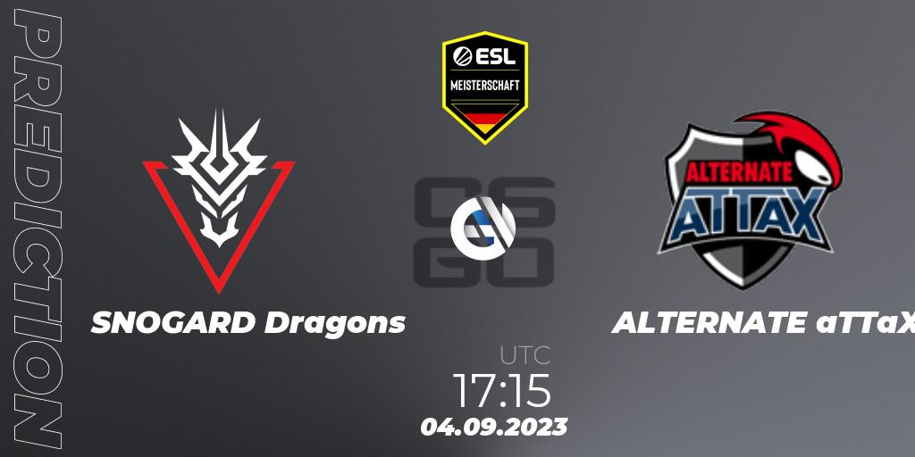 Prognose für das Spiel SNOGARD Dragons VS ALTERNATE aTTaX. 04.09.2023 at 17:15. Counter-Strike (CS2) - ESL Meisterschaft: Autumn 2023