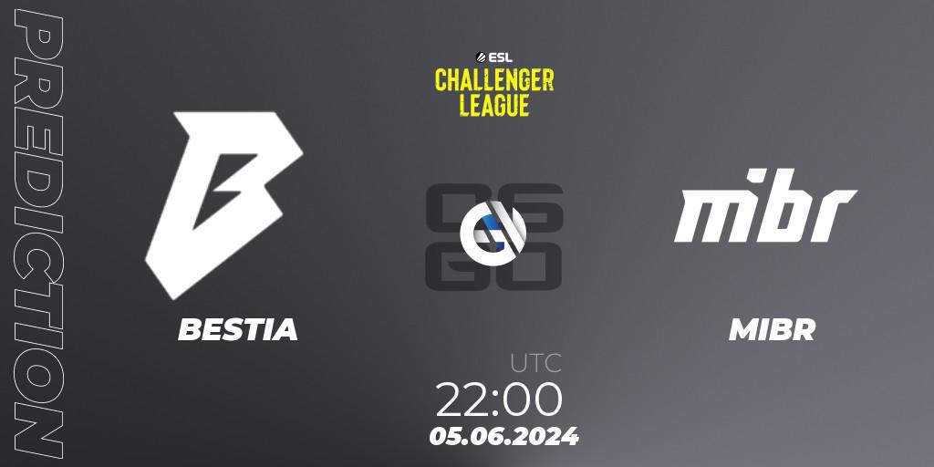 Prognose für das Spiel BESTIA VS MIBR. 05.06.2024 at 22:10. Counter-Strike (CS2) - ESL Challenger League Season 47: South America