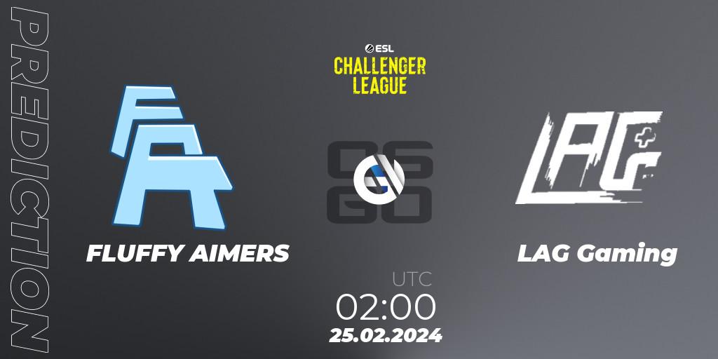 Prognose für das Spiel FLUFFY AIMERS VS LAG Gaming. 08.03.24. CS2 (CS:GO) - ESL Challenger League Season 47: North America