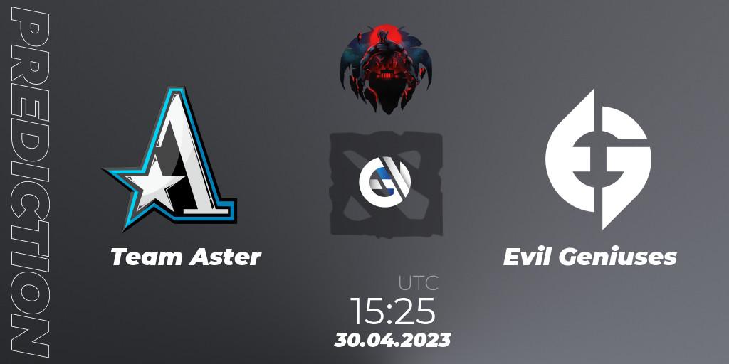 Prognose für das Spiel Team Aster VS Evil Geniuses. 30.04.23. Dota 2 - The Berlin Major 2023 ESL - Group Stage