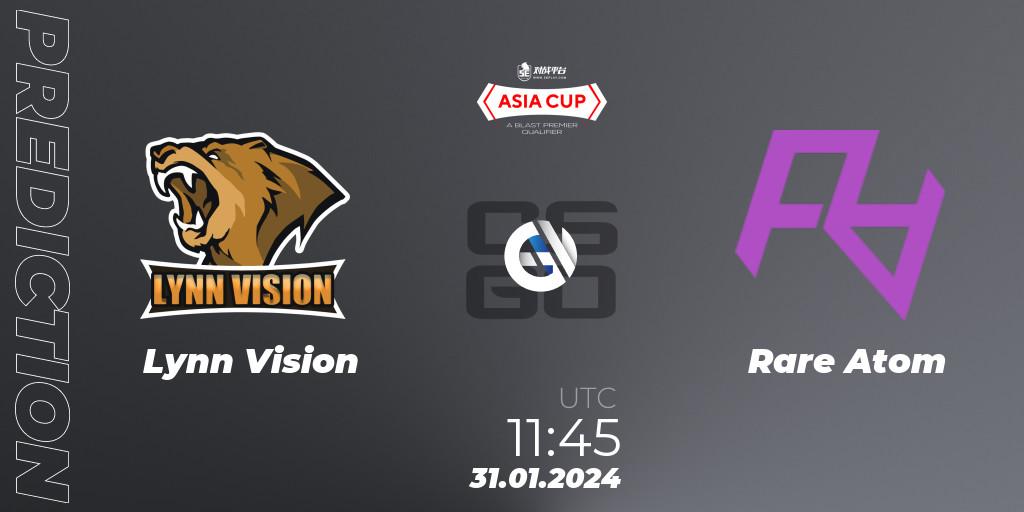 Prognose für das Spiel Lynn Vision VS Rare Atom. 31.01.24. CS2 (CS:GO) - 5E Arena Asia Cup Spring 2024 - BLAST Premier Qualifier