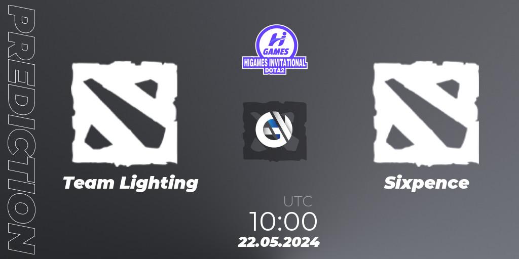 Prognose für das Spiel Team Lighting VS Sixpence. 22.05.2024 at 10:00. Dota 2 - HiGames Invitational