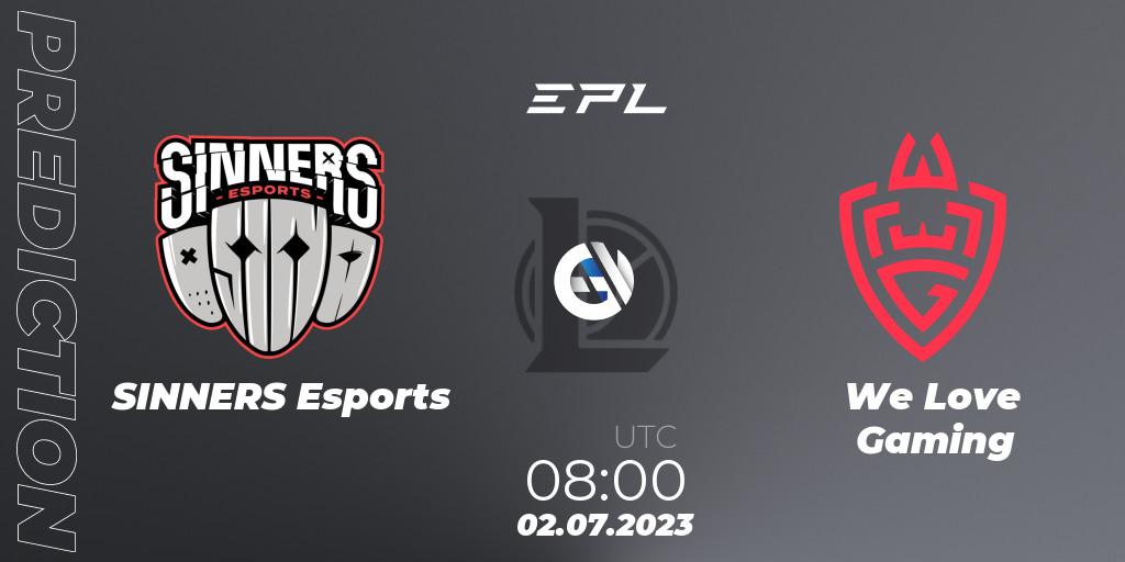 Prognose für das Spiel SINNERS Esports VS We Love Gaming. 02.07.23. LoL - EPL Season 1