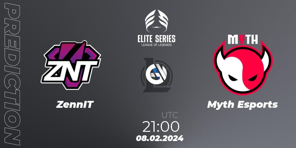 Prognose für das Spiel ZennIT VS Myth Esports. 08.02.2024 at 21:00. LoL - Elite Series Spring 2024