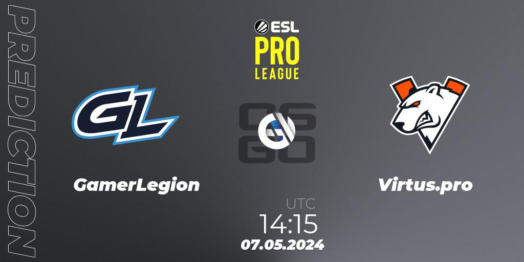 Prognose für das Spiel GamerLegion VS Virtus.pro. 07.05.24. CS2 (CS:GO) - ESL Pro League Season 19