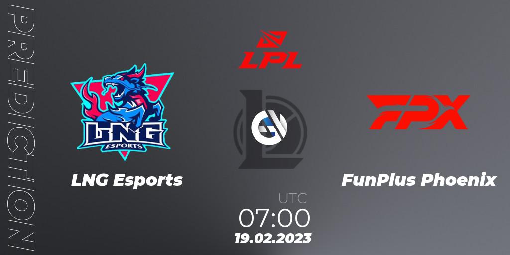 Prognose für das Spiel LNG Esports VS FunPlus Phoenix. 19.02.23. LoL - LPL Spring 2023 - Group Stage