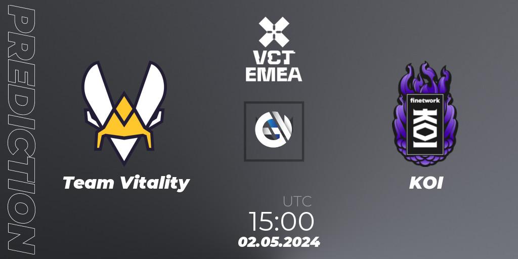 Prognose für das Spiel Team Vitality VS KOI. 02.05.24. VALORANT - VALORANT Champions Tour 2024: EMEA League - Stage 1 - Group Stage