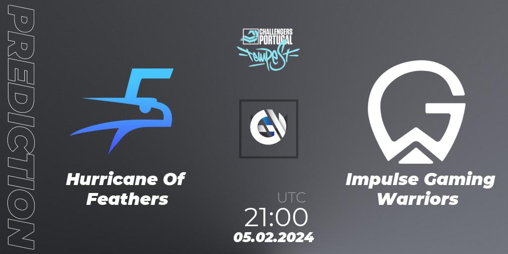 Prognose für das Spiel Hurricane Of Feathers VS Impulse Gaming Warriors. 05.02.2024 at 21:15. VALORANT - VALORANT Challengers 2024 Portugal: Tempest Split 1