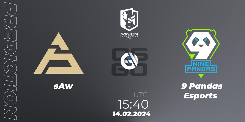 Prognose für das Spiel sAw VS 9 Pandas Esports. 14.02.2024 at 16:00. Counter-Strike (CS2) - PGL CS2 Major Copenhagen 2024 Europe RMR