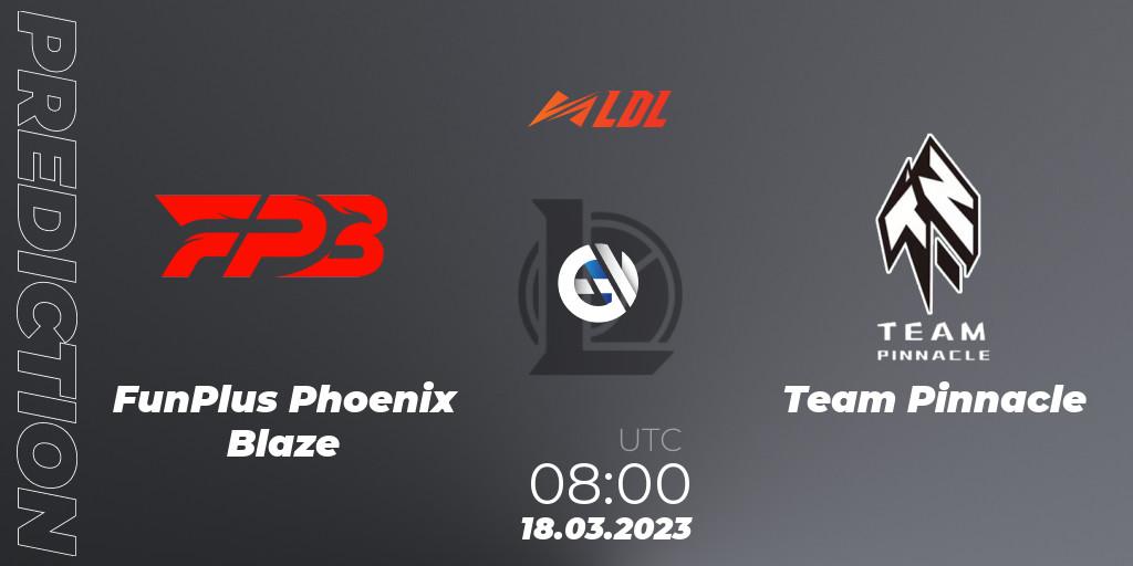 Prognose für das Spiel FunPlus Phoenix Blaze VS Team Pinnacle. 18.03.23. LoL - LDL 2023 - Regular Season