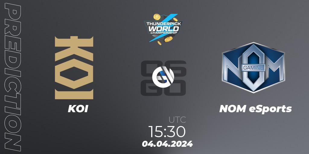 Prognose für das Spiel KOI VS NOM eSports. 04.04.24. CS2 (CS:GO) - Thunderpick World Championship 2024: European Series #1