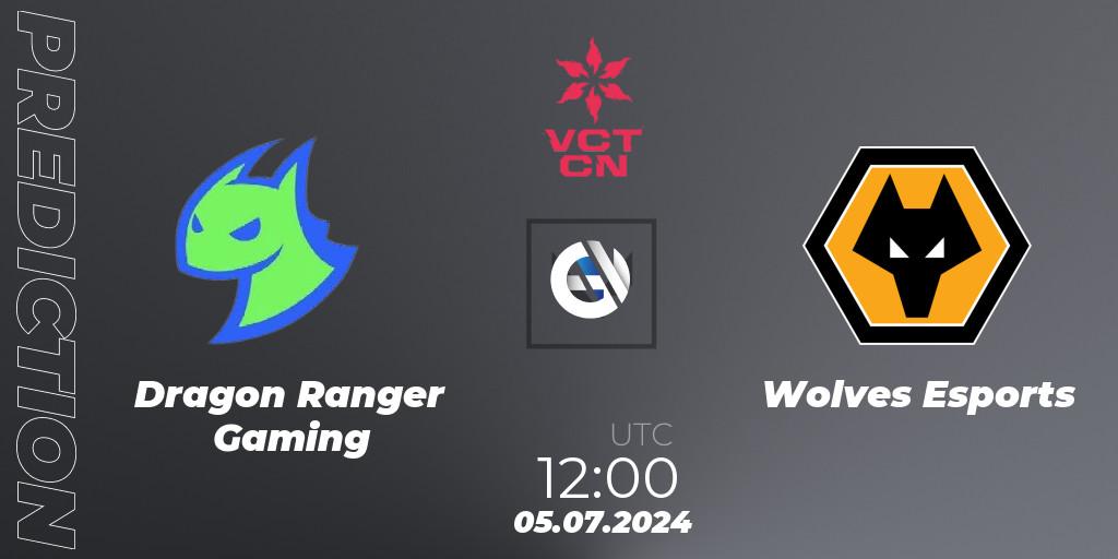 Prognose für das Spiel Dragon Ranger Gaming VS Wolves Esports. 05.07.2024 at 12:00. VALORANT - VALORANT Champions Tour China 2024: Stage 2 - Group Stage