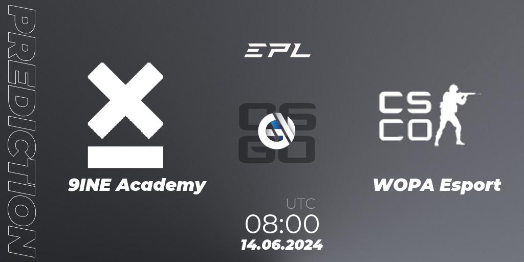 Prognose für das Spiel 9INE Academy VS WOPA Esport. 14.06.2024 at 08:00. Counter-Strike (CS2) - European Pro League Season 18: Division 2