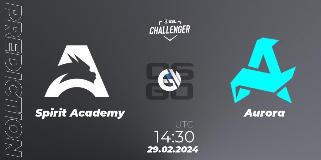Prognose für das Spiel Spirit Academy VS Aurora. 29.02.24. CS2 (CS:GO) - ESL Challenger #56: European Closed Qualifier