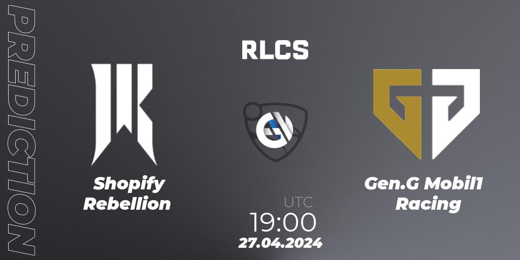 Prognose für das Spiel Shopify Rebellion VS Gen.G Mobil1 Racing. 27.04.24. Rocket League - RLCS 2024 - Major 2: NA Open Qualifier 4