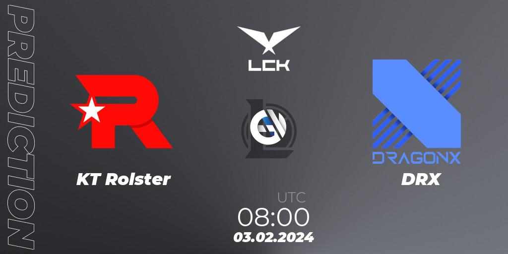 Prognose für das Spiel KT Rolster VS DRX. 03.02.24. LoL - LCK Spring 2024 - Group Stage