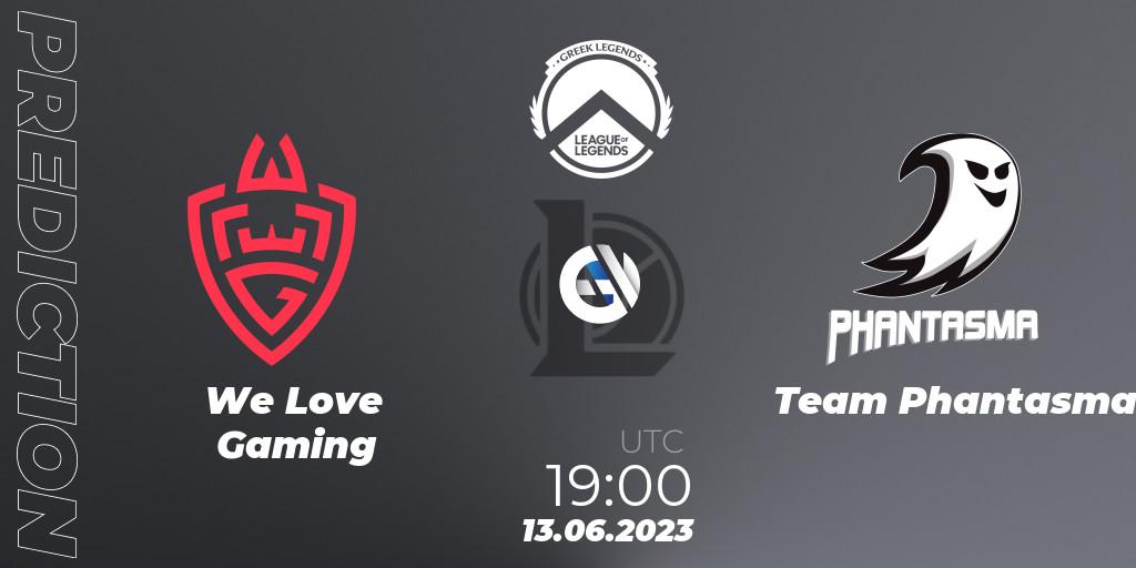 Prognose für das Spiel We Love Gaming VS Team Phantasma. 13.06.23. LoL - Greek Legends League Summer 2023