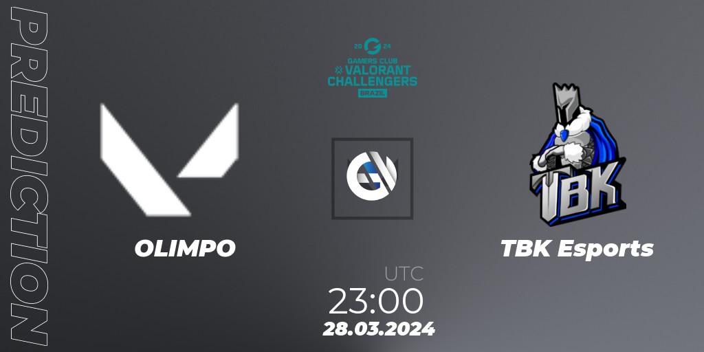 Prognose für das Spiel OLIMPO VS TBK Esports. 28.03.24. VALORANT - VALORANT Challengers Brazil 2024: Split 1