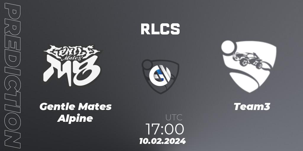 Prognose für das Spiel Gentle Mates Alpine VS Team3. 10.02.2024 at 17:00. Rocket League - RLCS 2024 - Major 1: Europe Open Qualifier 1