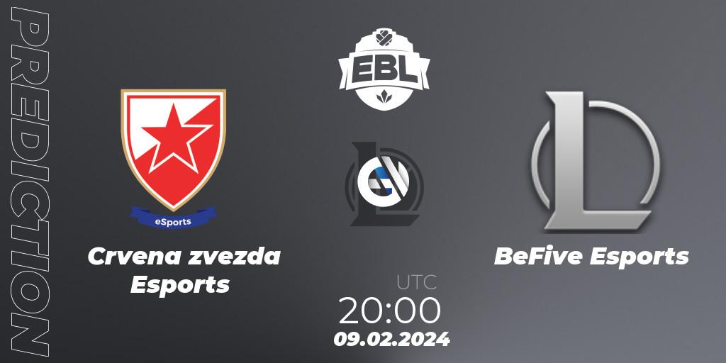 Prognose für das Spiel Crvena zvezda Esports VS BeFive Esports. 09.02.2024 at 20:00. LoL - Esports Balkan League Season 14