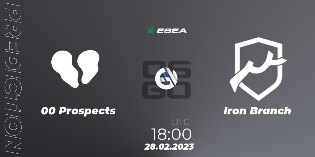 Prognose für das Spiel 00 Prospects VS Iron Branch. 28.02.23. CS2 (CS:GO) - ESEA Season 44: Advanced Division - Europe